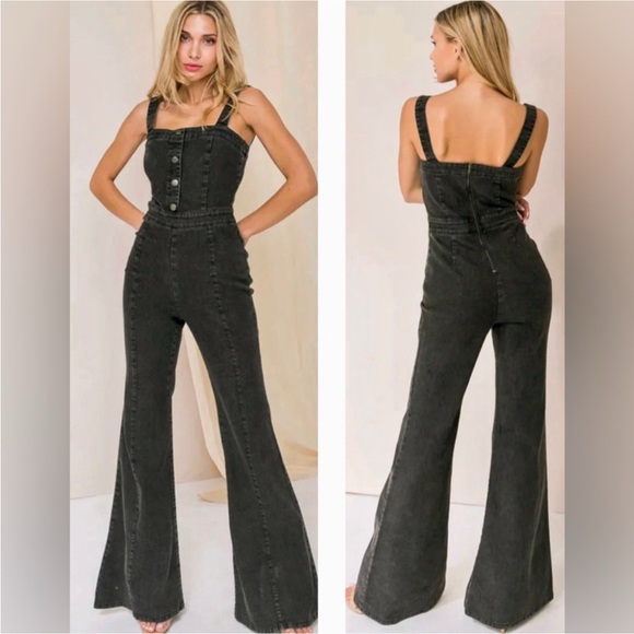 Denim by Jealous Tomato Black Y2K Flare Leg Jumpsuit - Picture 2 of 14